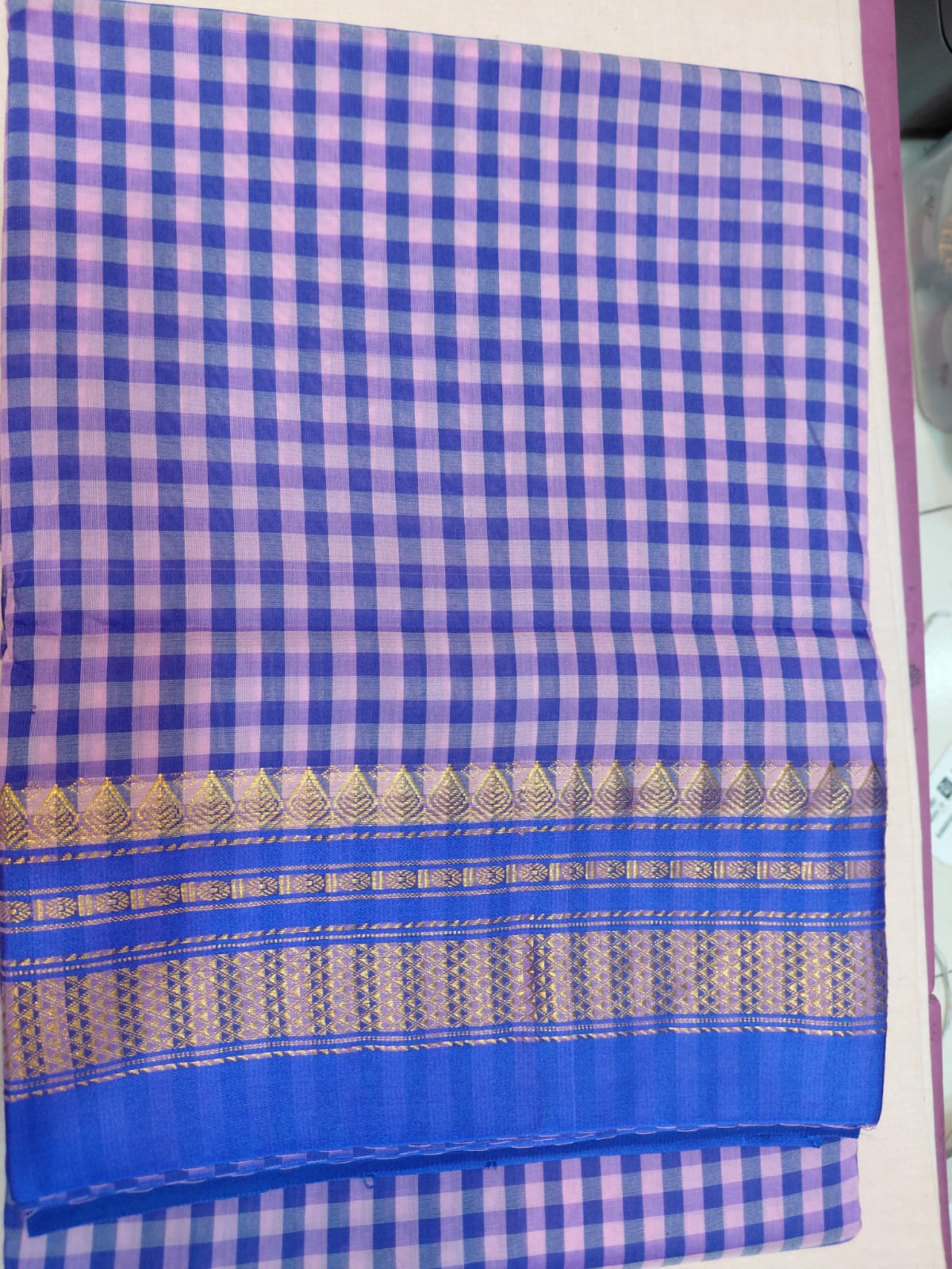 Cotton silk checks saree